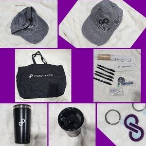 Poshmark Large Tote, Gray Cap, Insulated Tumbler and Swag